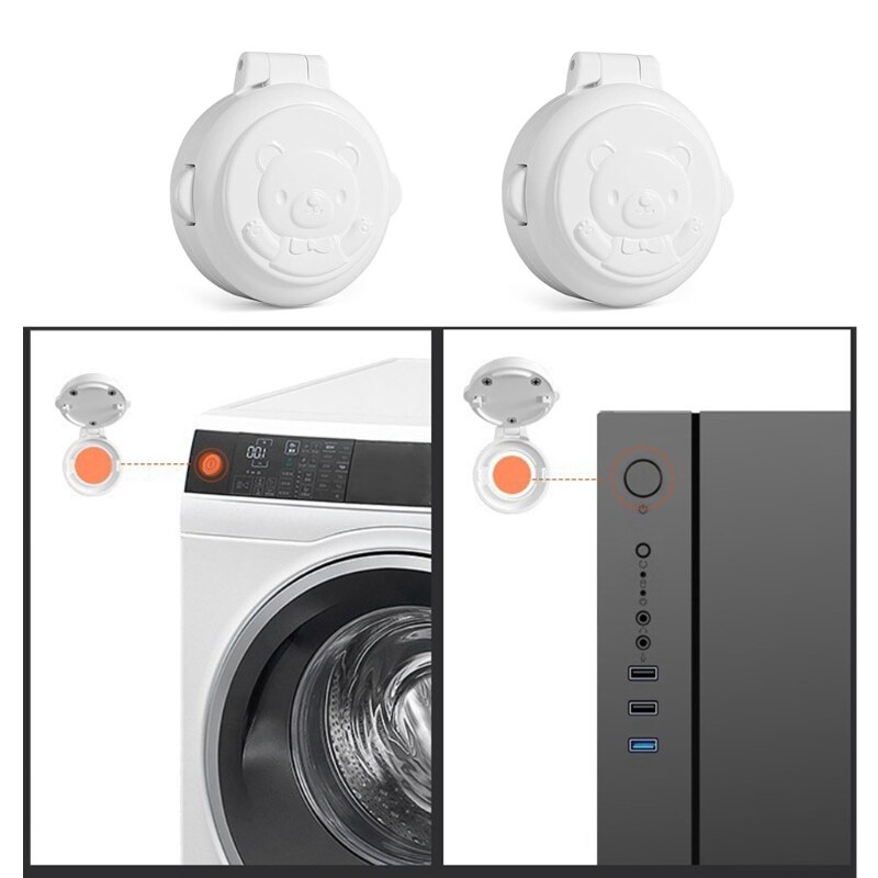 67JC Lovely Bear Child Safety Locks Washing Machine Button Covers Baby Proofing Safety Locks Latch for Toilet Trash Cans
