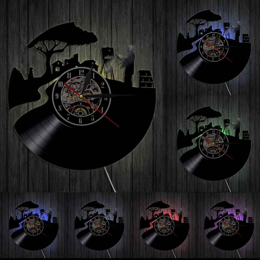 Artist Peaceful Painter Vinyl 3D Wall Clock Artist Drawing Wall Art Decor Modern Handmade Disk Craft For Artists: With LED