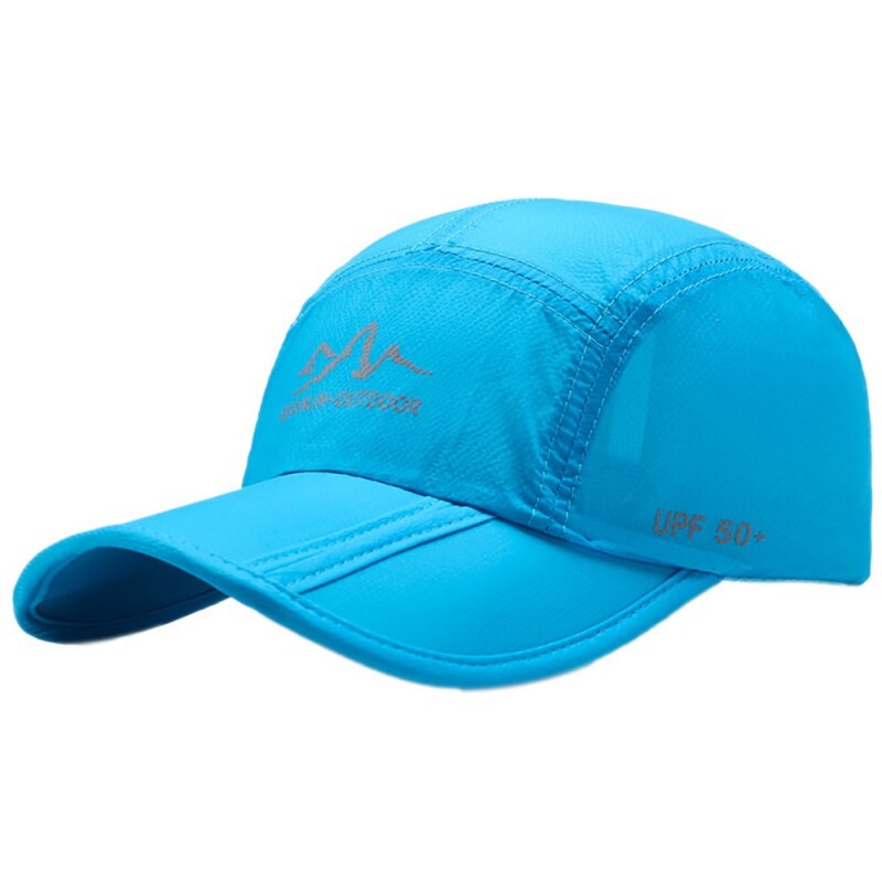Mesh cap mænd kvinder folde solskærm hurtigtørrende åndbar vandtæt justerbare hatte sportsbeklædning udendørs: Blå