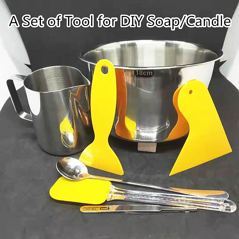 EIN einstellen von Seife, Der Werkzeuge DIY Kerze Bausätze Soja-wachs Schmilzt Material Topf 350ml Tasse/Becher Mischen löffel Pinzette 18cm Wachs Schmelzen Topf