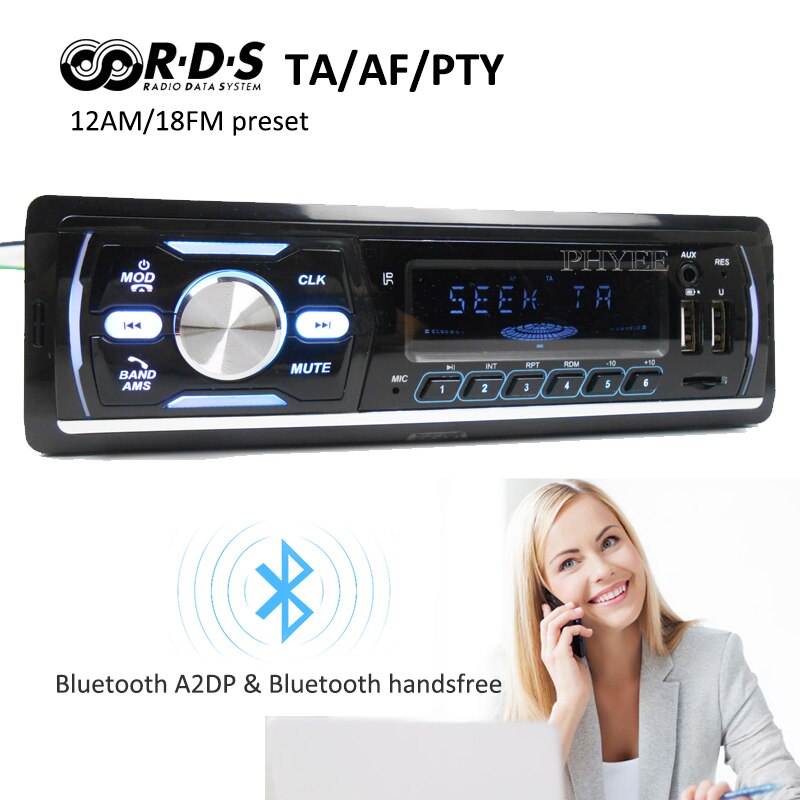 1 Din Autoradio Dab Plus Rds Bluetooth MP3 Audio Speler A2DP Handsfree Fm Am Tf Usb Iso Multi Kleur verlichting Head Unit Phyee M4