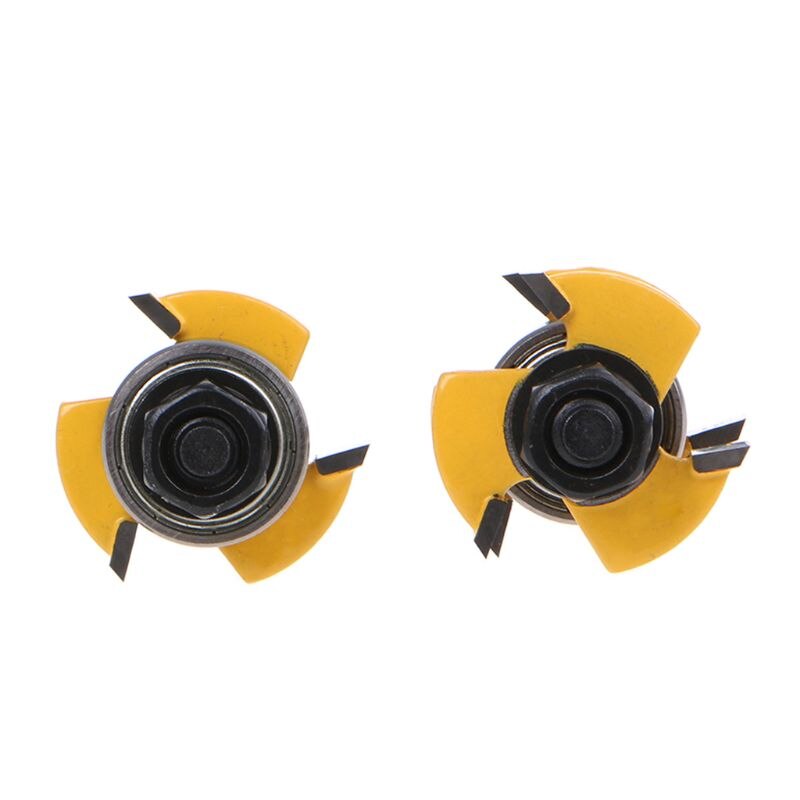 2pcs 1/4 Inch Shank Tongue Groove Joint Assembly Router Bit Set 3 Teeth T Shape Tenon Carpentry Woodwork Cutter Tools