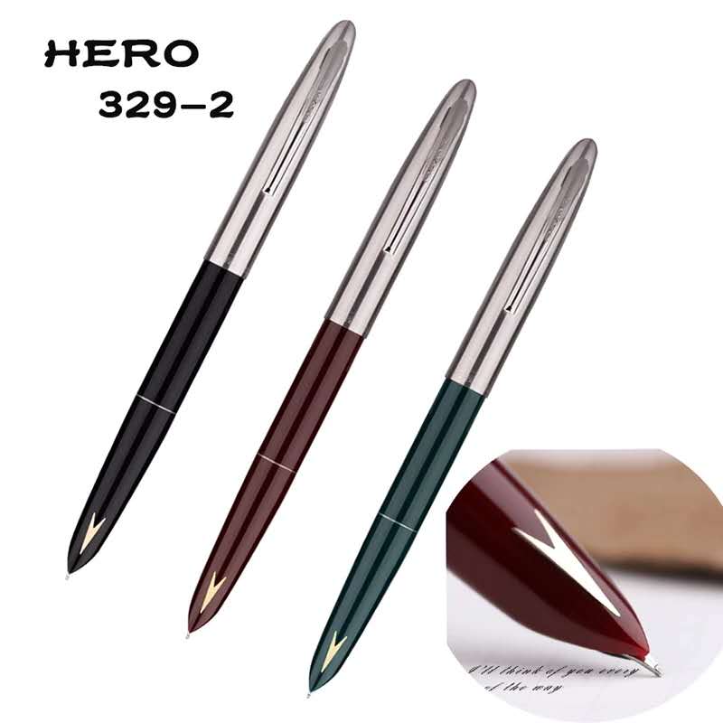 Hero 329-2 Klassieke Nostalgische Vulpen Pijl 329-2 Collection Inkt Pen Iridium Fine Nib 0.5mm Aerometric Filler Voor