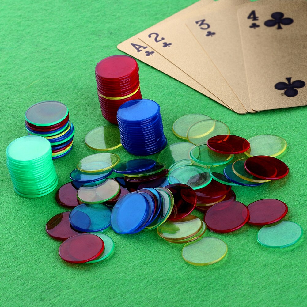 300 st tokens färgglada plast runda poker tokens spel polletter bingo markörer för skoj familj klubb karneval bingo spel