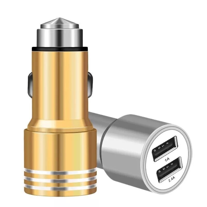 2-USB 2.1A and 1A quick car charger charg adapter phone dual USB port cigarette lighter conversion plug car glass breaker