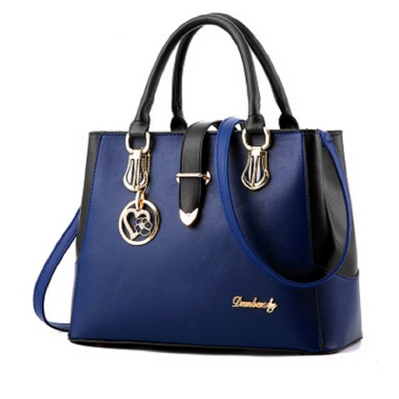 Bolsos de mano de piel sintética para mujer, bandoleras femeninas de estilo informal, de colores sólidos, estilo mensajero sencillo: Dark blue