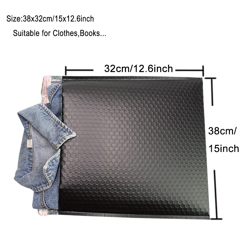 10PCS Schwarz Metallic Gepolsterte Mailer Porto Mailer Kleidung Schuhe Beutel Folie Blase Umschläge: Matte-38x32cm