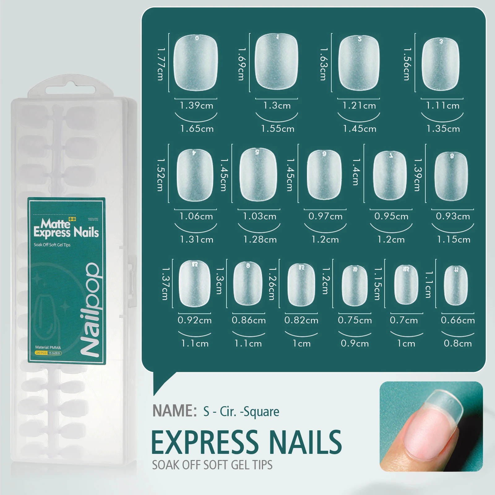 Nailpop 240 stks Matt Nail Capsule Gloednieuw Pre-buff Nail Tips voor Uitbreiding Hoge Matte Express Nagels Premium manicure: GRIJS