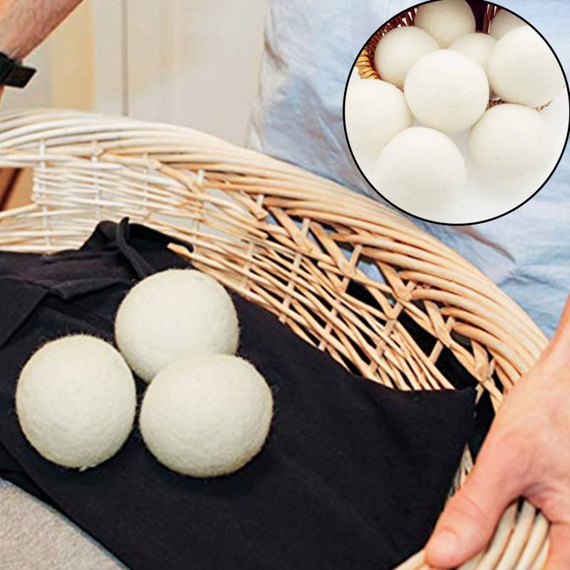 6Pcs/lot Reusable Wool Dryer Balls Natural Softener Drying Balls Washing Machine White Dry Kit ball