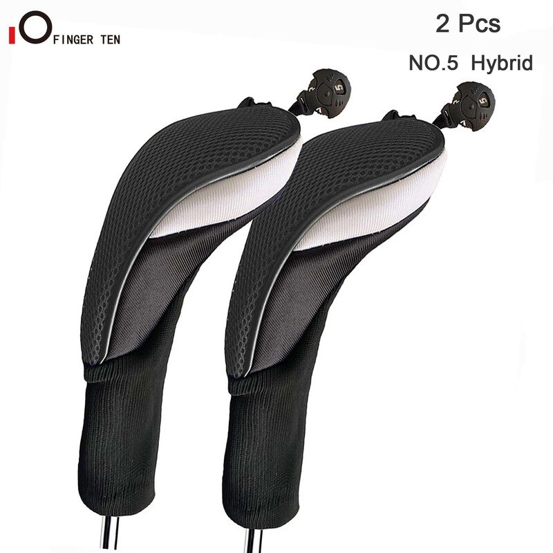 Couvre-tête de Club de Golf à col Long pour hommes et femmes, pilote de bois, hybrides de Fairway avec n ° 1 3 5 interchangeables: 2 Pc Black-5 Hybrid