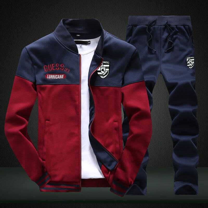 En Najaar Pak Mannen Sportkleding Herfst Pak Kleding Sportkleding Mannen Rits Sweatshirt + Joggingbroek Mannen 'S Spor