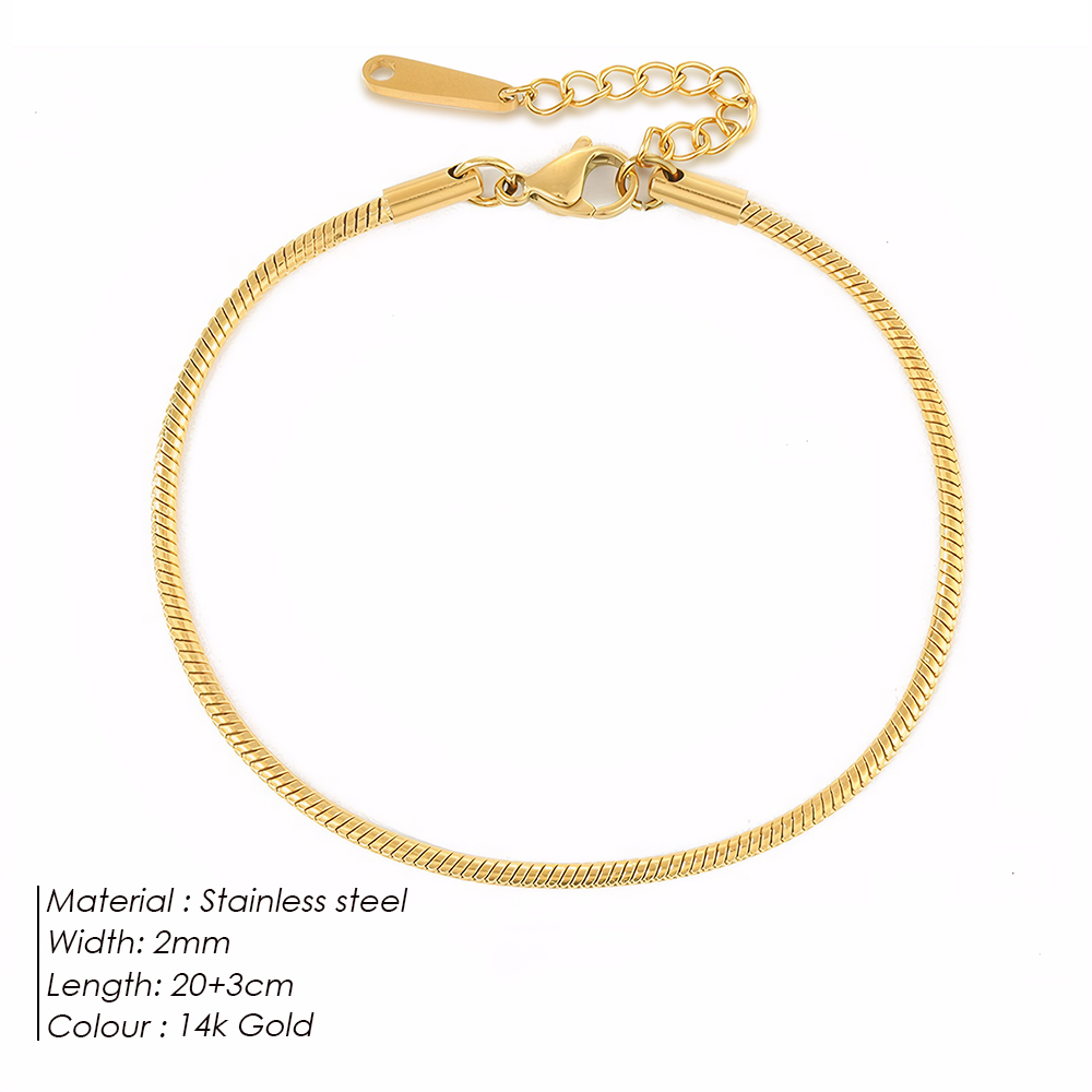 e-Manco Schlangenkette Fußkettchen Edelstahl verstellbare Kette Knöchel für Frauen Mädchen Schmuck Zubehör: Reines Gold Farbe