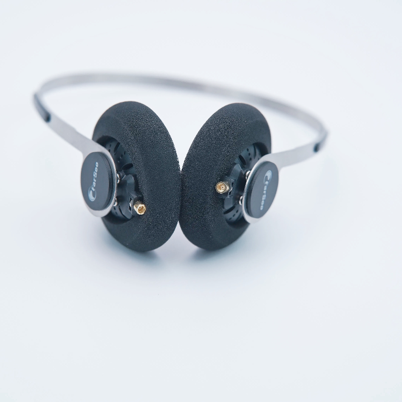Farsoo kph 40 huvudband mörkgrått silver med ksc 75 mmcx högtalarenheter hörlurar hifi stereo retro lättviktsheadset