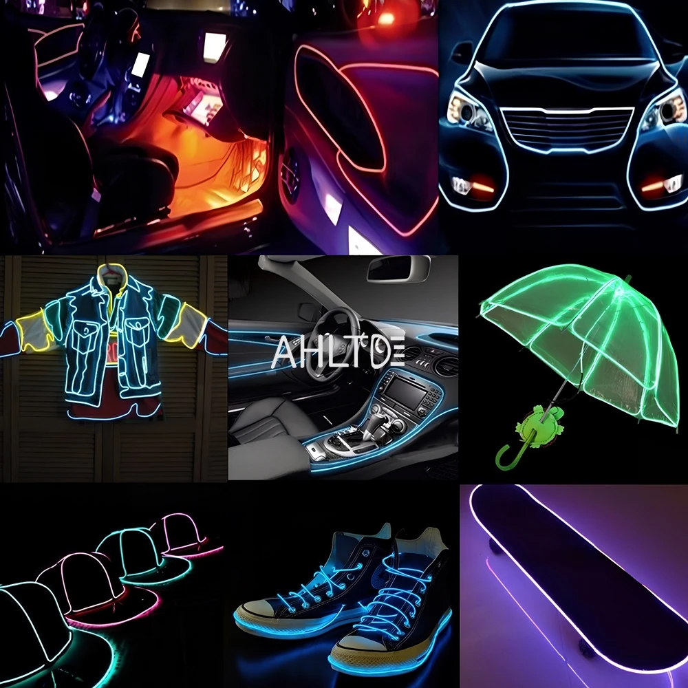 Auto DIY Flexible Ambient Light Party Atmosphere Diode 1M/2M/3M/5M Car Interior Led Decorative Lamp EL Wiring Neon Strip DC 12V