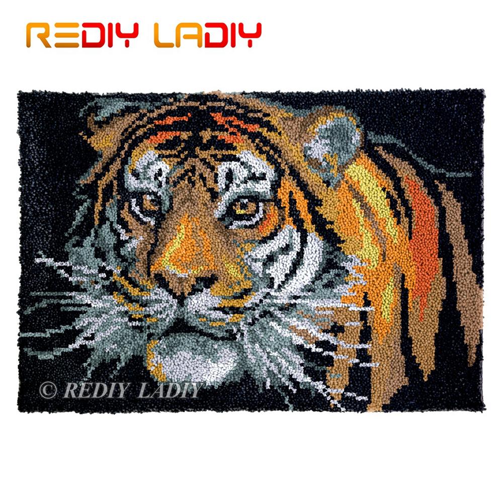Tapis à crochet avec motif de Lion arc-en-ciel, 85x58cm, kit de tapisserie, coussin de crochet, tapis de bricolage, couture, loisirs créatifs: J