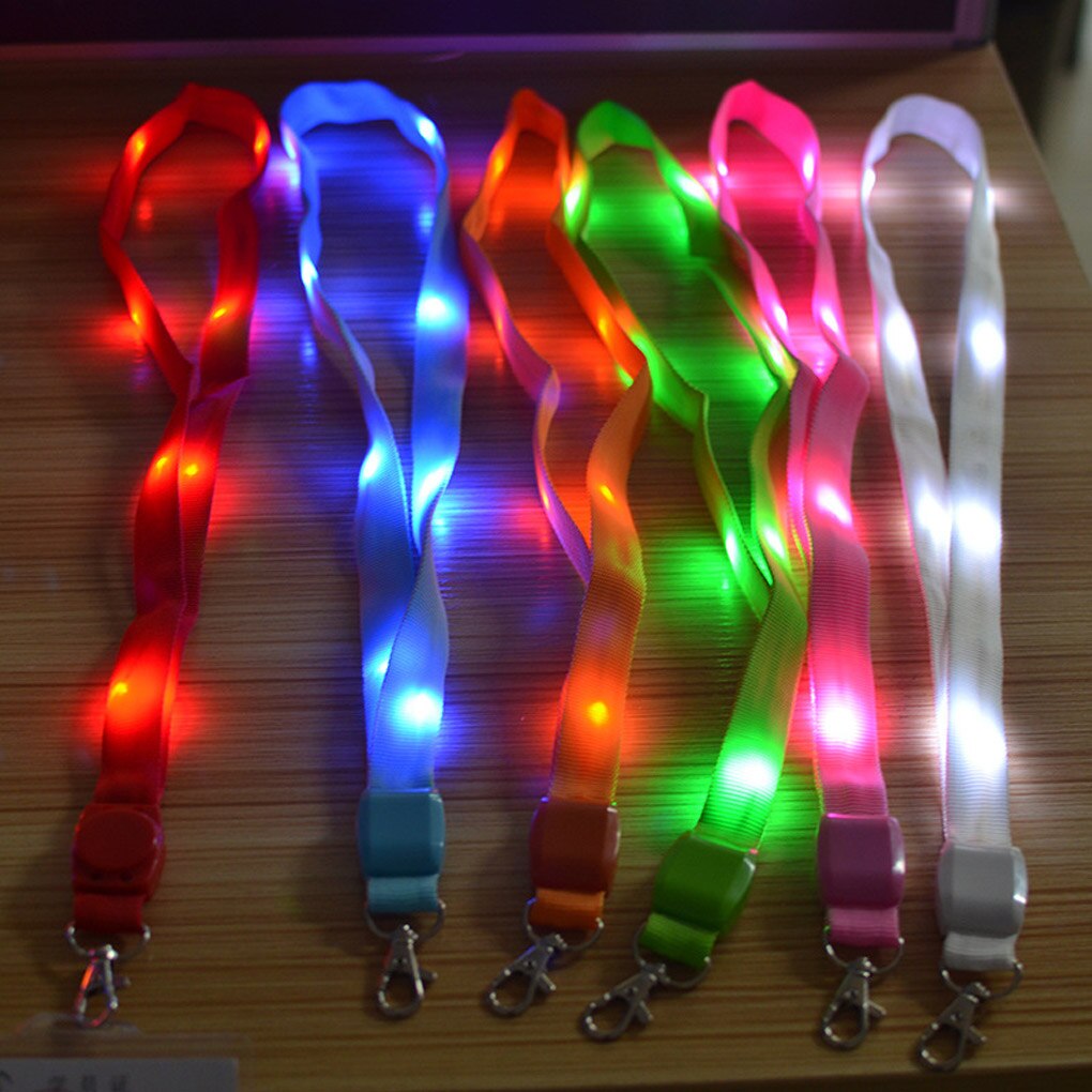 LED Light Up Neck Strap Band Lanyard sleutelhanger ID-badge Hangen Kant Rope