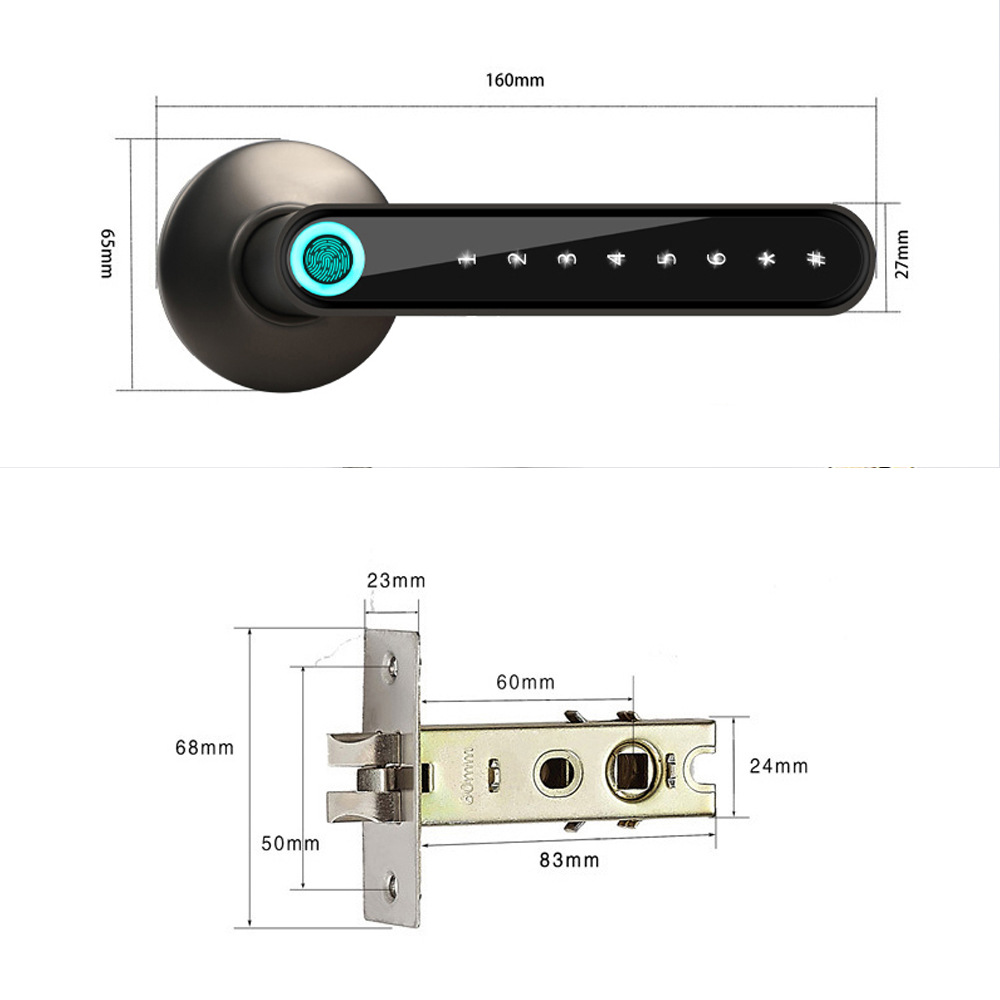 Fingerprint Door Lock Smart Bluetooth Password Handle USB Lock APP Keyless