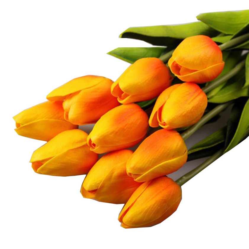 Null Tulpe Künstliche Blume Latex Real berühren Braut Hochzeit Strauß Heimat Dekor, 10 stücke Gelb
