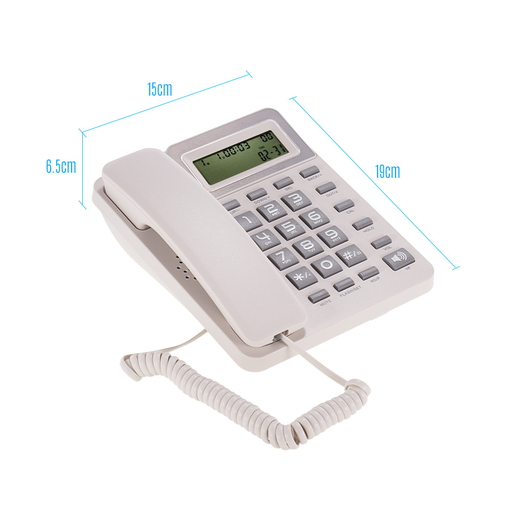 Desktop Corded Landline Phone Fixed Telephone with LCD Display Mute/ Pause/ Hold/ Flash/ Redial/ Hands Free/ Calculator Function