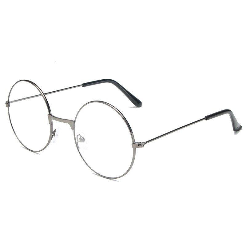 Vintage Retro Metal Frame Clear Lens women Glasses Nerd Geek Eyewear Eyeglasses Black Oversized Round Circle Eye Glasses: 2
