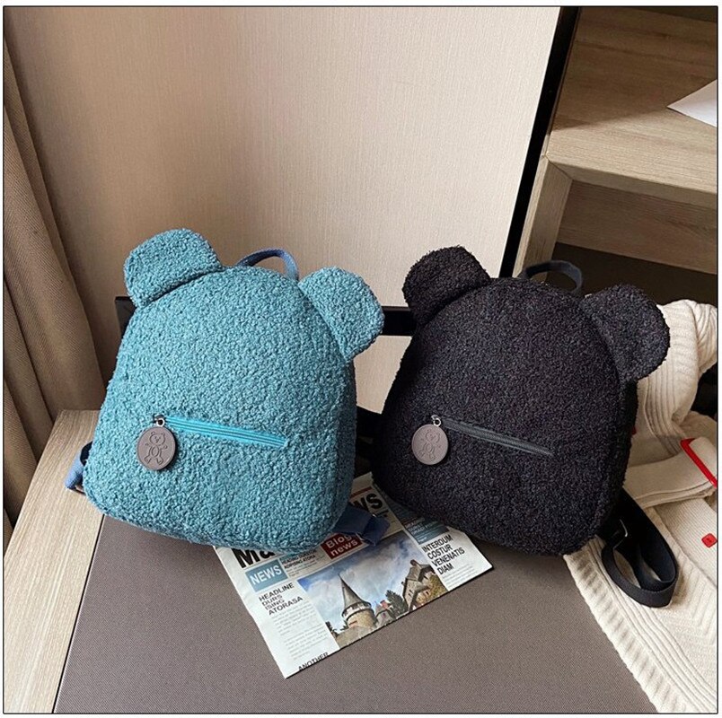 Urso mochilas portáteis crianças viagem compras mochilas femininas bonito urso em forma de ombro mochila