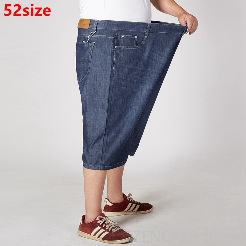 Summer thin section men's plus size denim shorts loose straight denim oversized 52 50 48 46