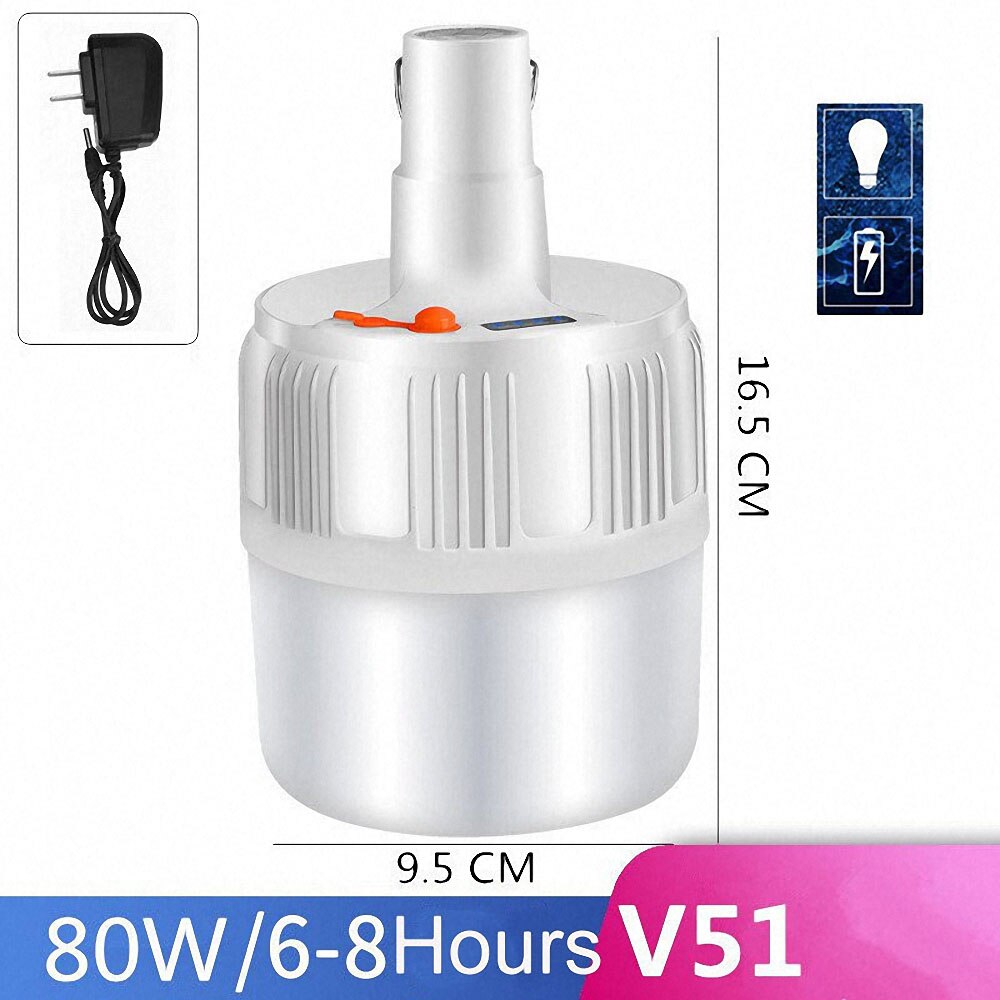 60/80/100w kampeerlampen voor buiten, op zonne-energie werkende led-lamp, batterijoplader, draagbare led-lantaarnlamp voor thuis, buiten, noodverlichting voor tenten: 80w v51 / Eu-stekker