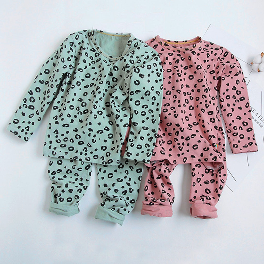Nachtkleding Kind Baby Jongens Meisjes Pyjama Set Kinderen Kids Print Luipaard Pyjama Kids Lounge Wear Katoen Meisjes Pijama Infantil