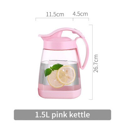 Jarra de agua de PP de gran capacidad, sin BPA, en lugar de agua, hervidor de agua, jarra de bebidas, contenedor de plástico para cocina, suministros de 1.5L: Pink Pot