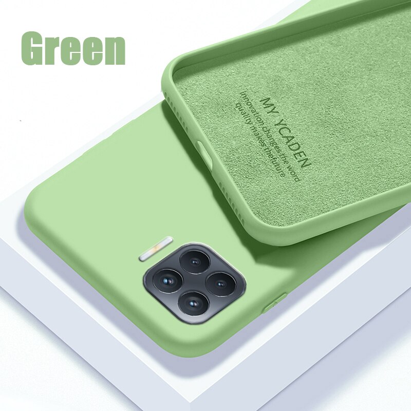 Skinlee For OPPO Reno 4 Lite Case Full Protection Soft Liquid Silicone Cover For Reno4 Lite 5G Shockproof Phone Case Funda: Green