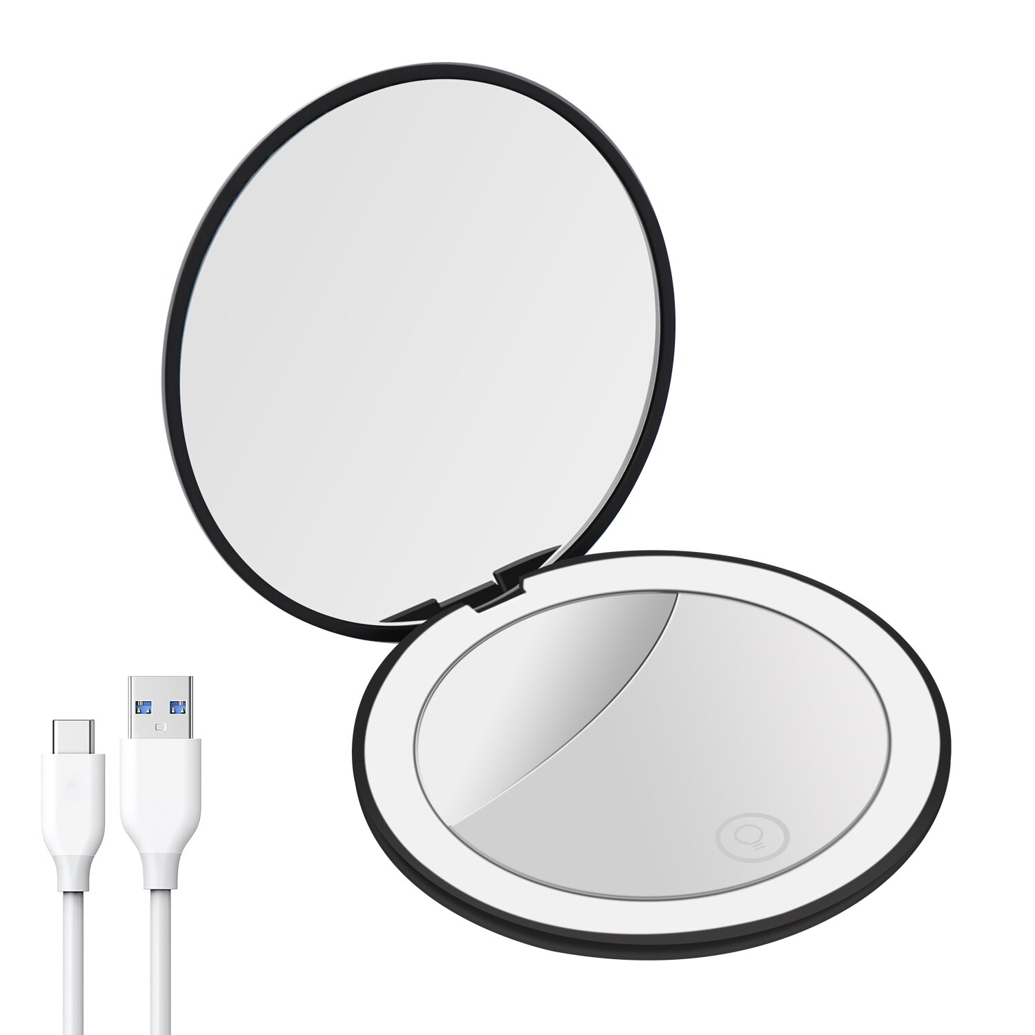 Led Rechargeable Compact Mirror 2-Sided 1x/10x Magnification Compact Travel Makeup Tool Accessories Folding Handheld Mirror