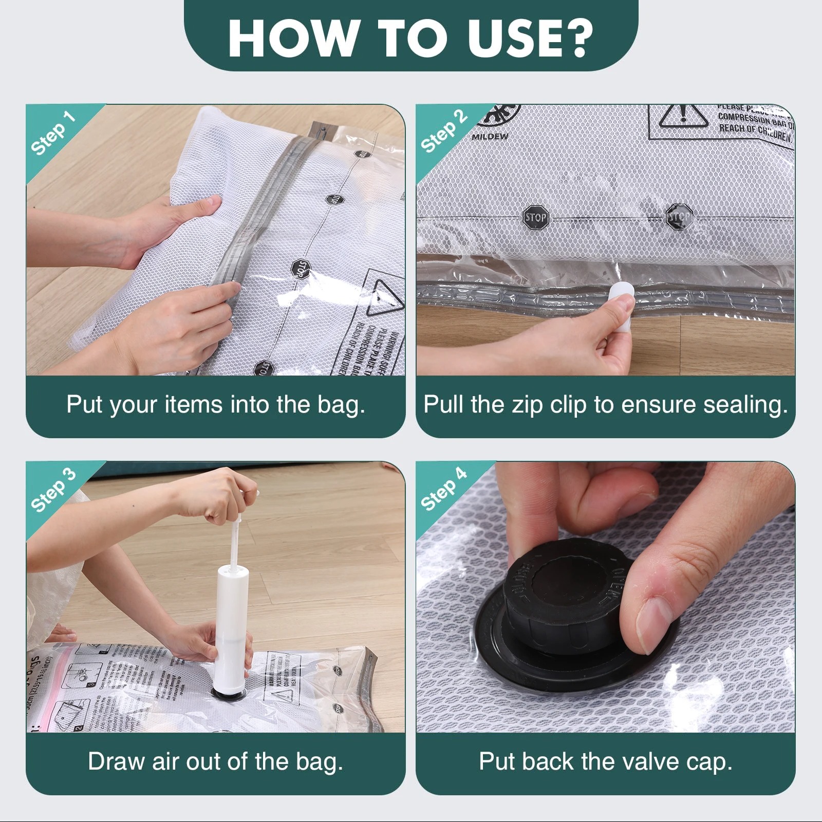 Bolsas de almacenamiento al vacío, ahorrador de espacio, comprimidas para ropa, artículos cómodos y organizador de mantas