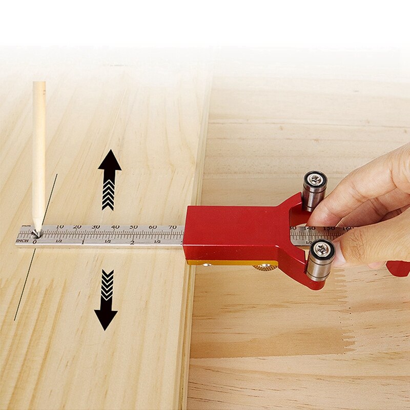 Practical Woodworking Scribe Straight Line Arc Scriber Ruler Aluminum Alloy Parallel Line Drawing Marking Gauge Measuring Tools