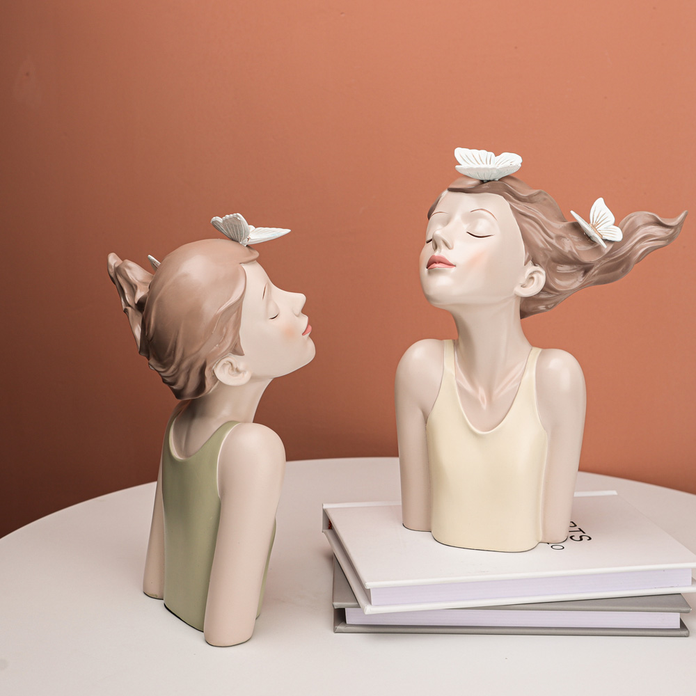 Sommerdekorationer sommerfugl pige statue dejlig til ven stueindretning bogreol tv skab boligindretning