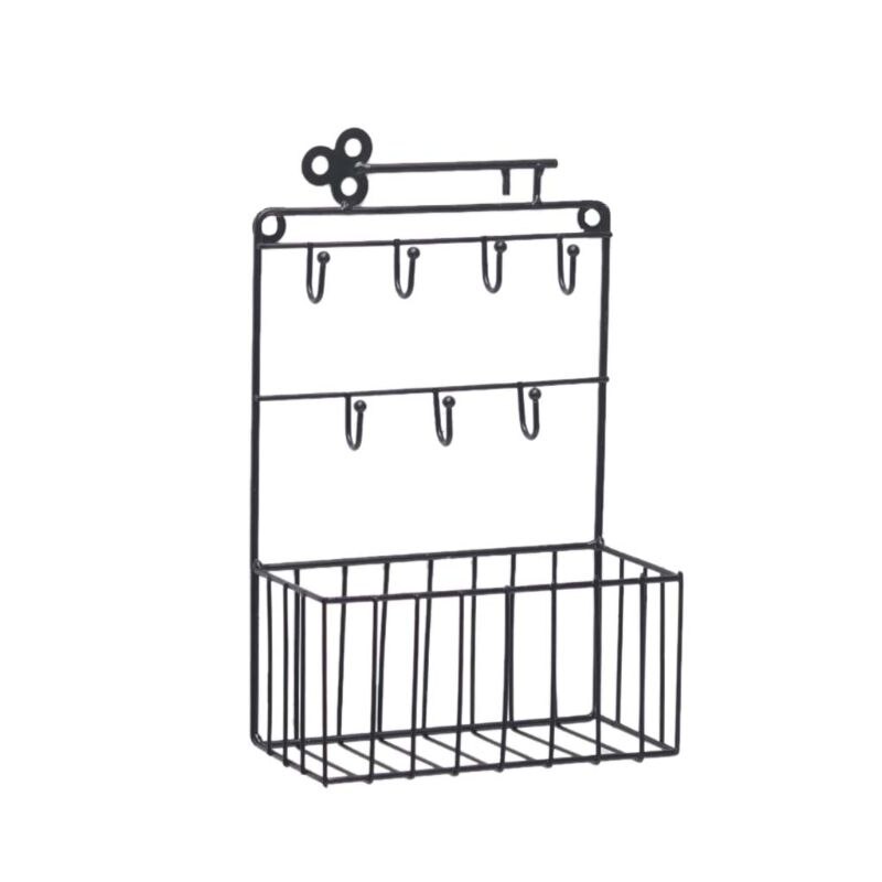 mur monté courrier et porte-clés 7 crochet support organisateur poche et lettre trieur pour entrée cuisine maison bureau décor: Black