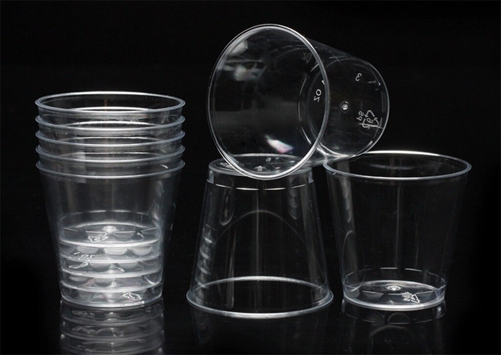 Mini vasos desechables de plástico transparente para fiestas, vasos de gelatina, accesorios de cocina para cumpleaños, 30/50 Uds.