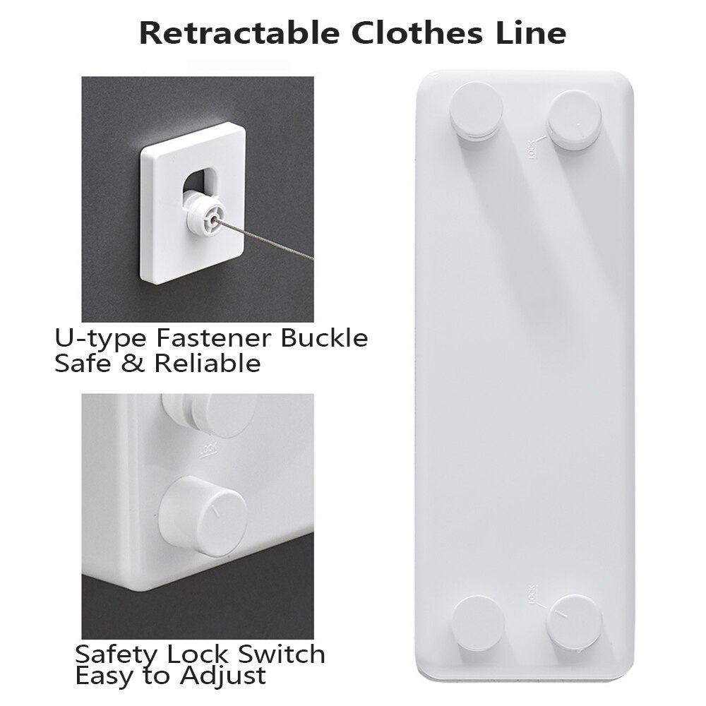 4.2M Double Row Clothesline Wall Mounted Retractable Clothes Dryer Steel Rope Wall Hanger Laundry Dryer Indoor Clothes Line Rope