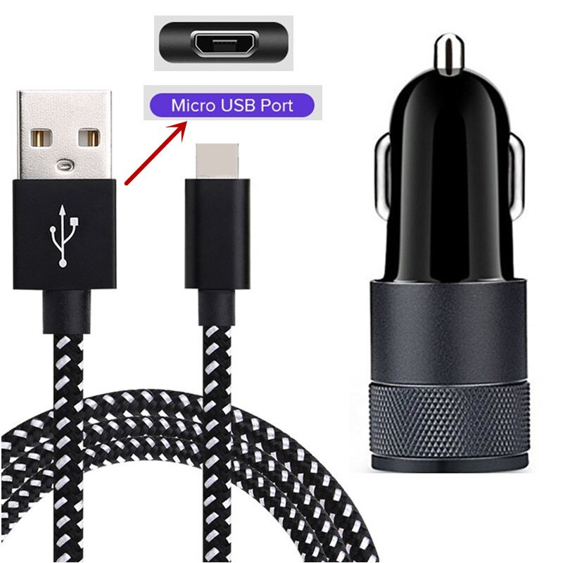 Chargeur voiture à charge rapide avec câble micro usb type c pour samsung galaxy note 10 , 8 , 9 5 4, 3 s5 s4 s6 s7 ,  s8 s9 s10 s20 plus, ultra: Chargeur micro usb