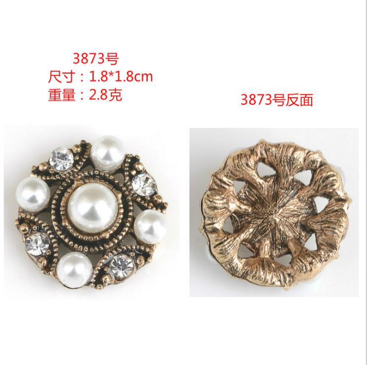 10pcs/lot antique gold alloy buttons flat back rhinestone embellishment buttons crafts