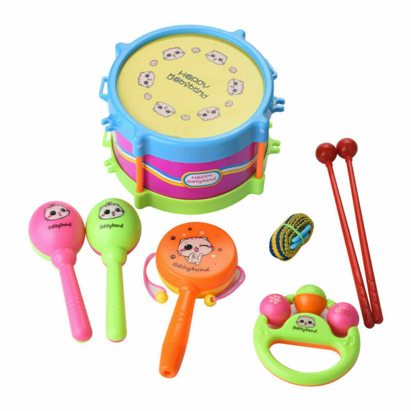 5 Pcs Pasgeboren Baby Kids Roll Drum Muziekinstrumenten Band Kit Kinderen Speelgoed