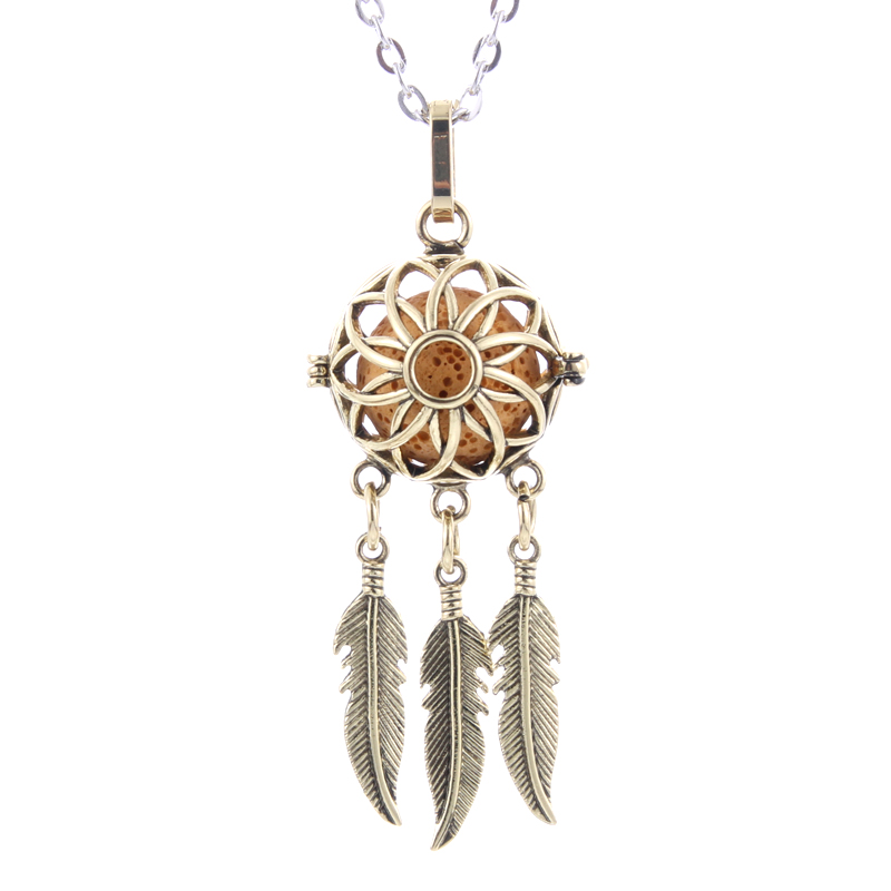 8 Stijlen Dreamcatcher Aromatherapie Ketting Parfum Diffuser Hollow Hanger Essentiële Olie Ketting Sieraden Sturen Vulkanische Steen