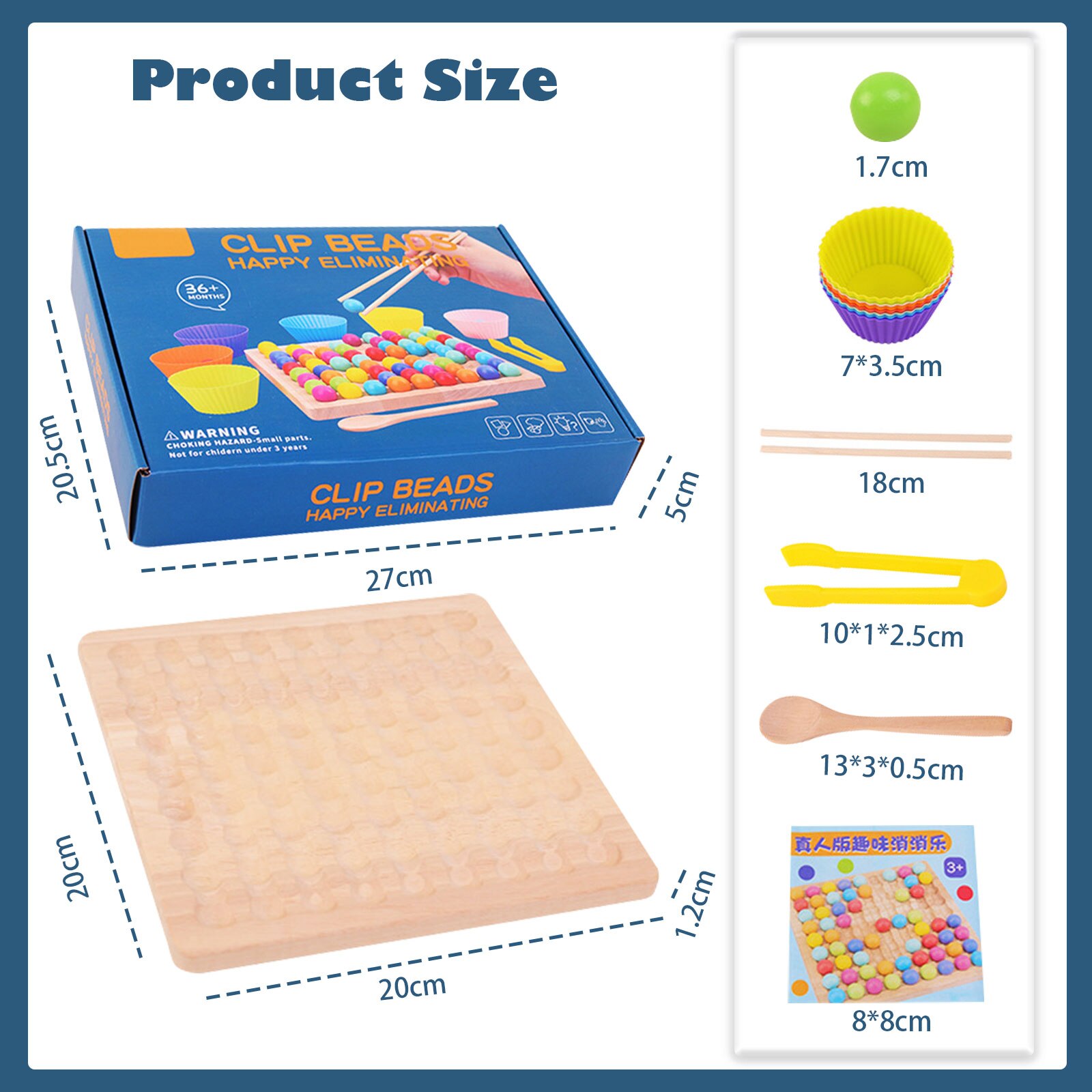 Wooden Rainbow Ball Elimination Game Kids Adults Interaction Puzzle Chess Board Games Set with Clip Spoon Xmas for Children