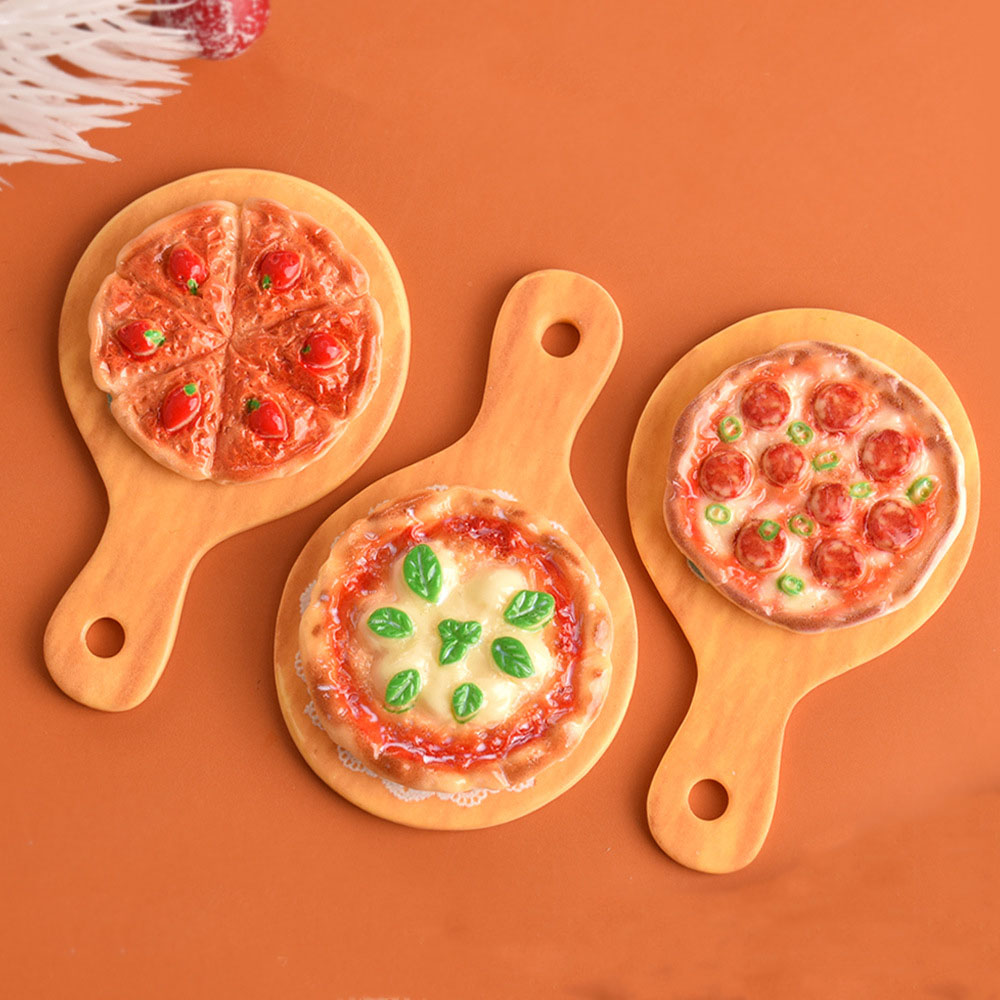 3 stks/set Poppenhuis Miniatuur Voedsel Fruit Kaas Pizza Model Voor Blyth OB11 Pop Accessoires: Licht Groen