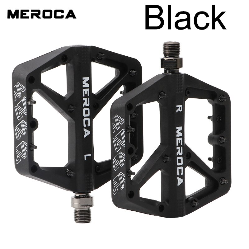 MEROCA Nylon Bicycle Pedals Ultralight Seal Bearings Mountain Road Bike Flat Platform WaterProof Bicycle Pedals Non-Slip Parts: WHITE