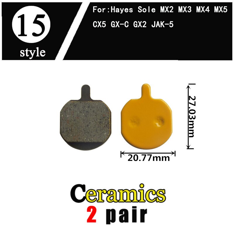 Almohadillas de freno de disco de bicicleta, accesorios para ciclismo de GX-C de montaña, para Hayes Sole MX2, MX3, MX4, MX5, CX5, JAK-5, GX2, E-BIKE, 2 pares: 2pair Ceramic