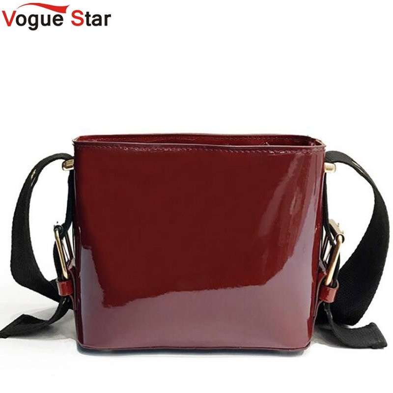 Bright Solid Patent Leather Women Bucket Bag Ladies Simple Luxury Handbag Casual Shoulder Messenger Bag Sac A Main LB541