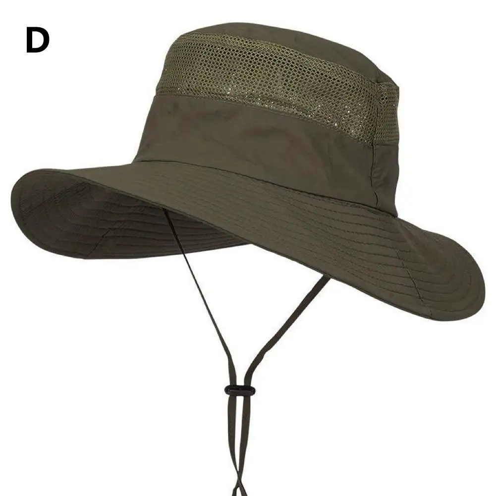 Chapéu de aba grande para guarda-sol ao ar livre masculino e chapéu protetor solar, chapéu de sol de verão, chapéu de pesca, chapéu de pescador de montanhismo k9n7: Verde exército