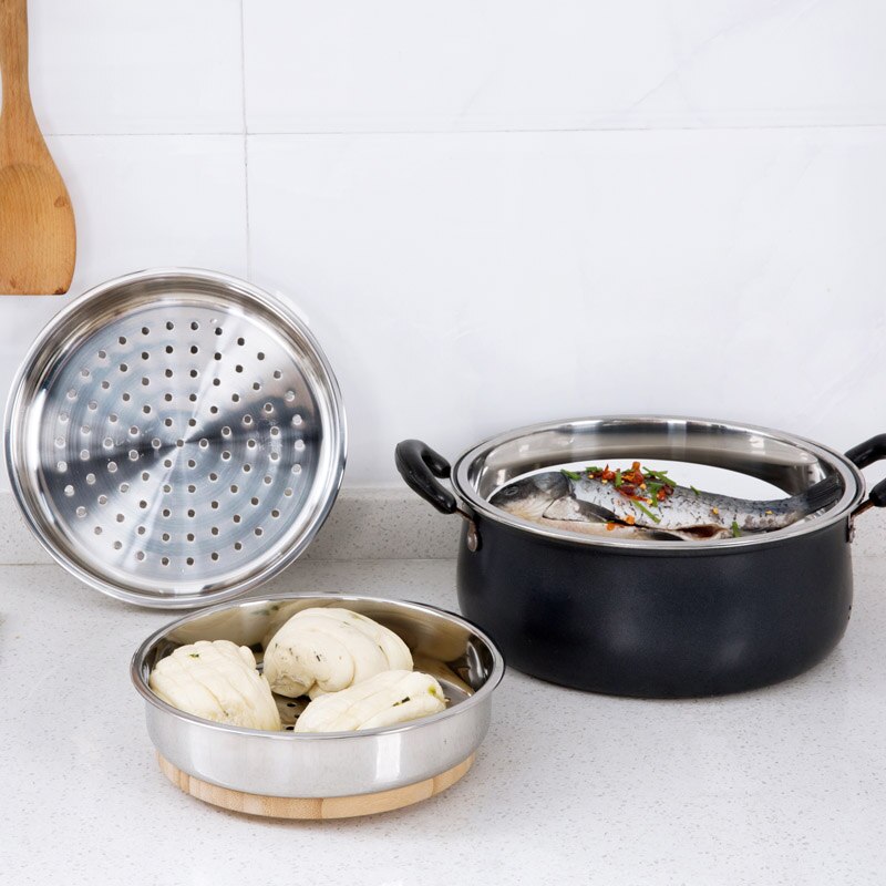 Stainless steel rice cooker steamer household gas pressure cooker round thick steamer