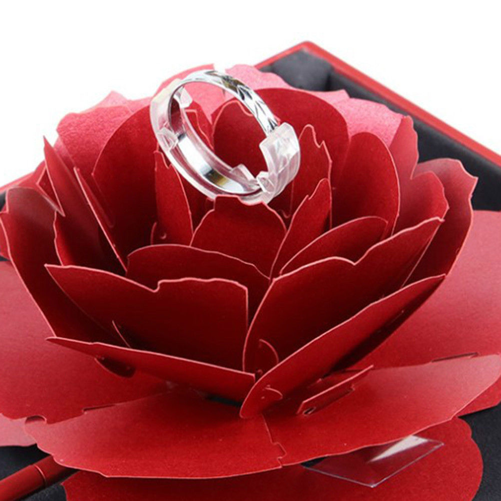 3d pop-up rozen ringdoosjes, opvouwbaar, draaibaar rozen ringdoosje, verjaardag, valentijnsdag, bruiloft, verloving, sieraden display dozen