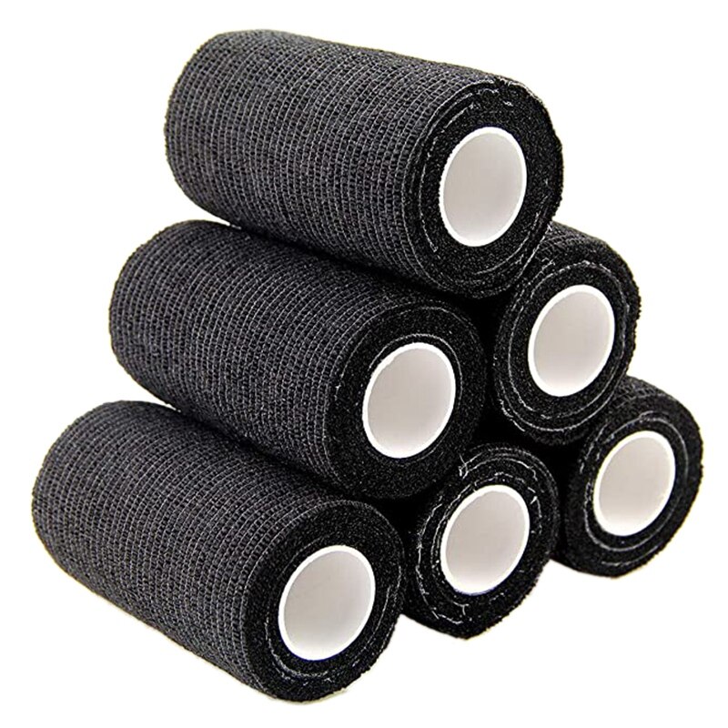 Self Adhesive Bandage Wrap, Cohesive Tape ( 7.5X450cm, 6 Pack)-Black: Default Title